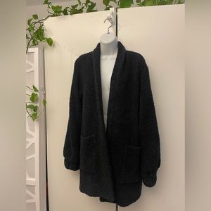 YSTR black terry cozy towel coat cloak XS